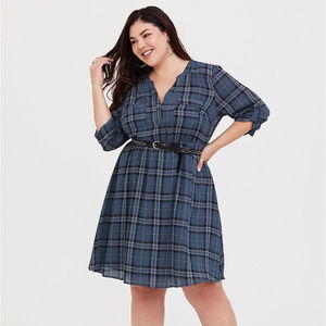 Torrid Harper Blue Plaid Shirtdress Sz 00